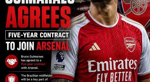 Arsenal Siap Ajukan Tawaran £70 Juta untuk Bruno Guimaraes